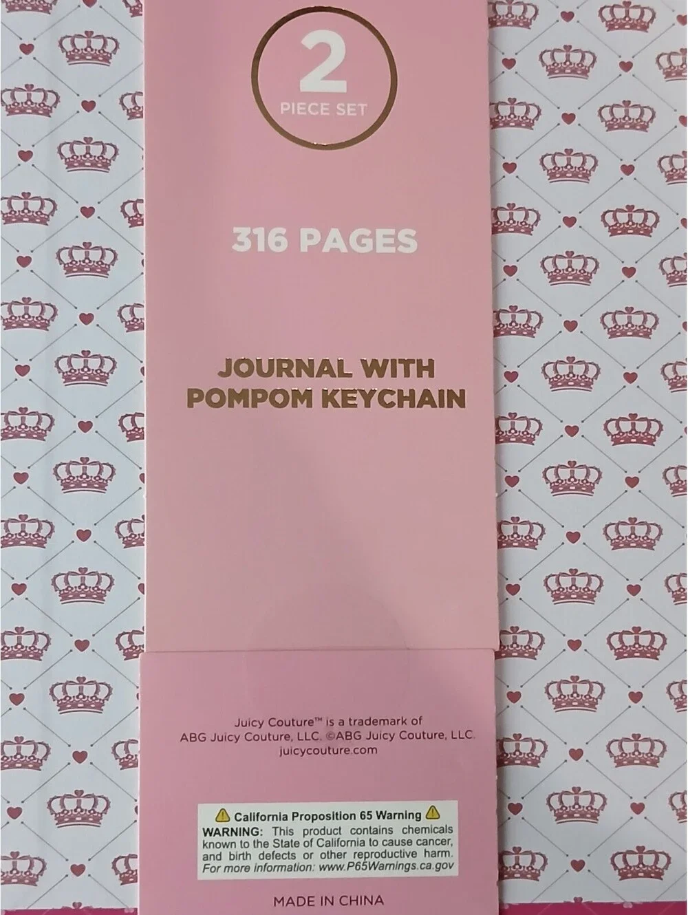 Juicy Couture Royalty Journal with Pom Pom Keychain 316 Pages NWT Pink Gold